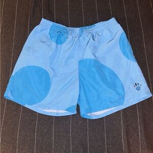 Blues clues Dumbgood swim shorts medium Light Blue Shorts with Paw Print
